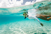 woman snorkeling in the Caribbean