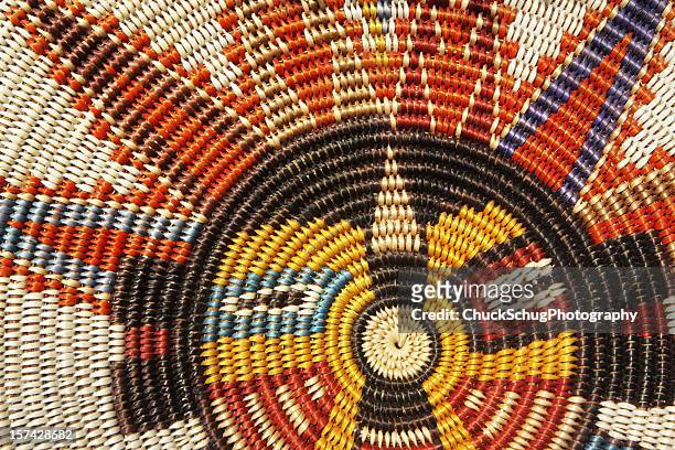 woven wicker mat southwestern sun phoenix - native american culture pattern stock pictures, royalty-free photos & images
