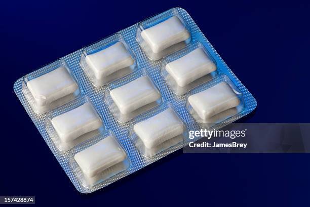 nine individually packaged sugar free gum packets with clipping path - cough lozenge stock pictures, royalty-free photos & images