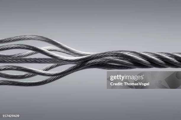 wire rope. connection steel link strength twisted cable abstract - wire rope stock pictures, royalty-free photos & images