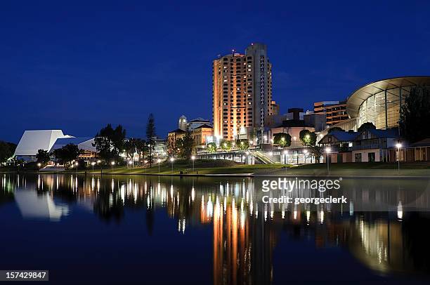 central adelaide at night - adelaide stock pictures, royalty-free photos & images