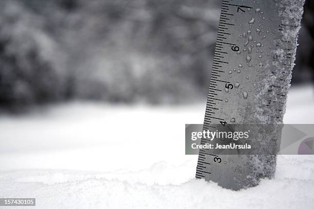 ruler in the snow - inch stock pictures, royalty-free photos & images