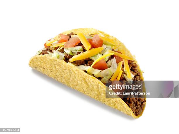 hard beef taco - taco stock pictures, royalty-free photos & images