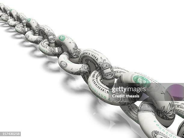 length of chain made from $1 bills - financial strength stock pictures, royalty-free photos & images