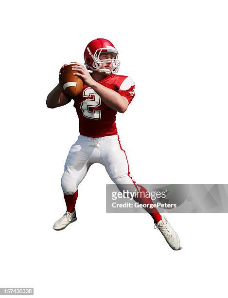 giocatore di calcio con percorso clip - quarterback foto e immagini stock