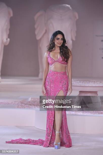 Bollywood actor Kiara Advani walks on the ramp for the designer duo Falguni and Shane Peacock at India Couture Week 2023, at Taj Palace, on July 25,...