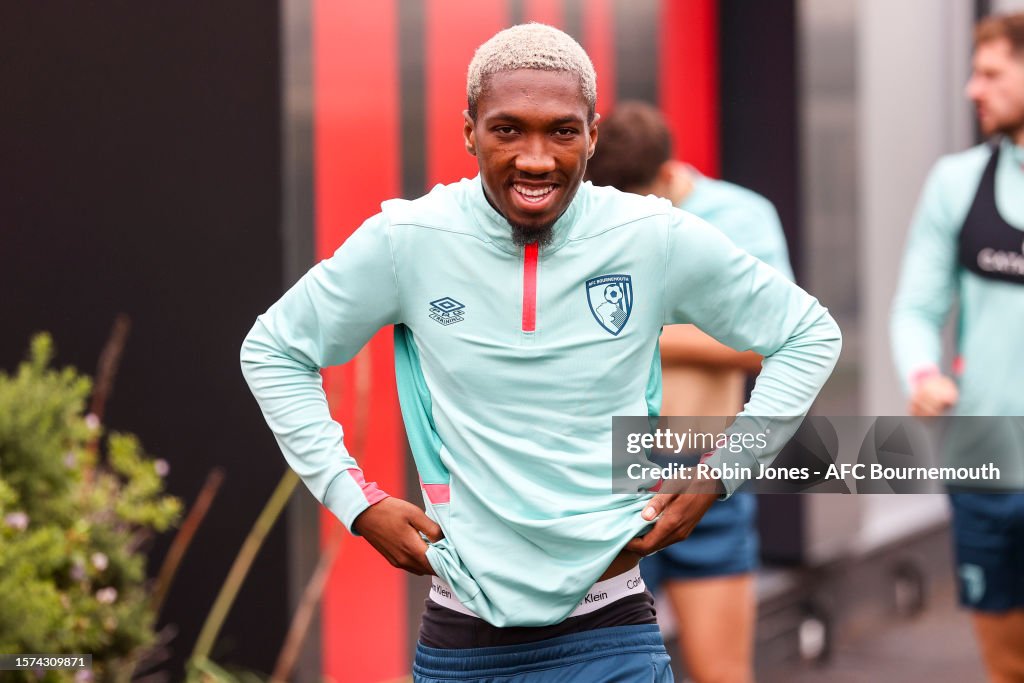 Jaidon Reddy Jaidon Anthony of Bournemouth before a training session at Vitality ...