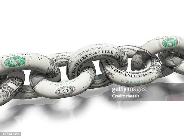 length of chain made from $1 bills - financial strength stock pictures, royalty-free photos & images