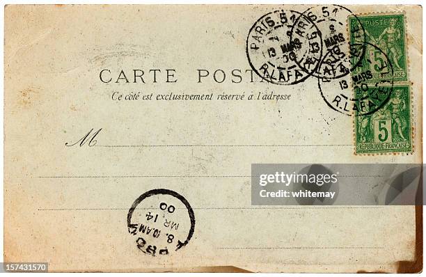 old french postcard posted in paris 1900 - paris postcard stock pictures, royalty-free photos & images