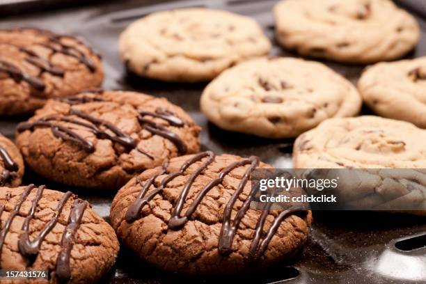 chocolate cookie - cookie tray stock pictures, royalty-free photos & images