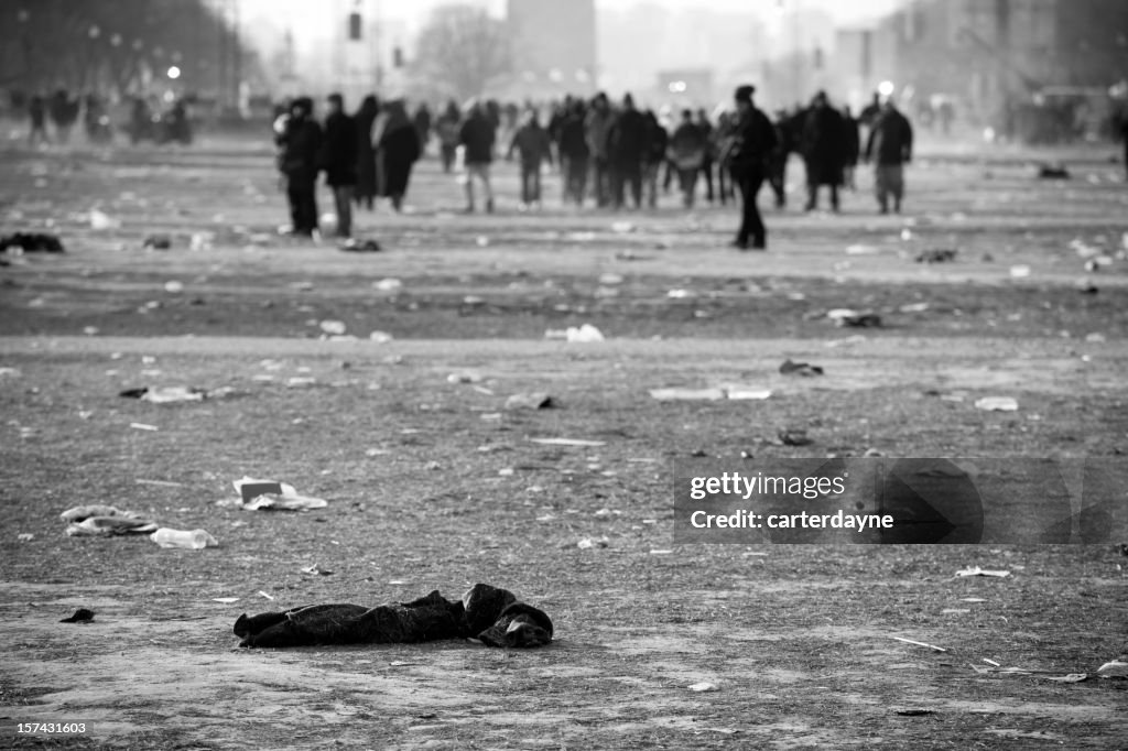 Riot aftermath crowds of people, Washington DC