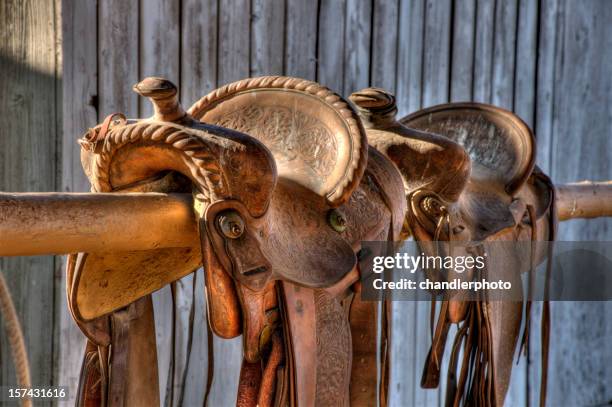 saddles, two - zadel stockfoto's en -beelden