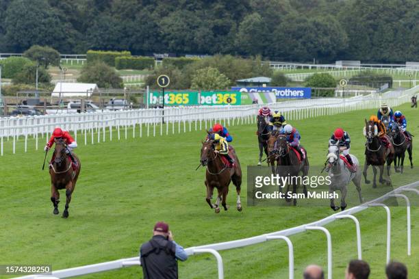 Robert Havlin on Sayf Al Dawla competes in The Aspen Insurance Handicap Stakes at Sandown Park on July 27, 2023 in Esher, England.