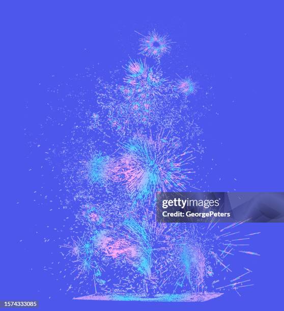 backyard fireworks display - backyard night stock illustrations