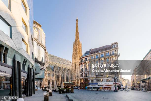 st. stephen's cathedral at stephansplatz on a sunny day, vienna, austria - st stephens cathedral vienna stock pictures, royalty-free photos & images