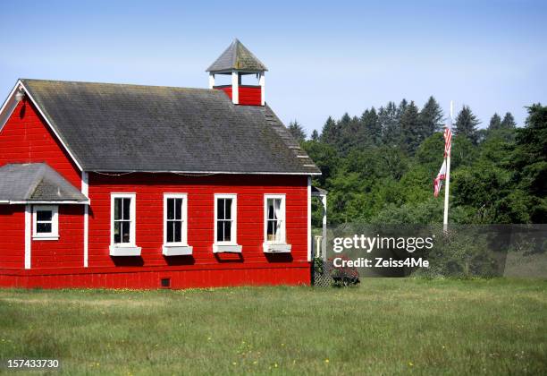 old red country school house - schoolhouse stock pictures, royalty-free photos & images