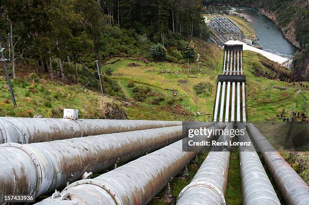 pipes for a pumped-storage power plant - hydroelectric power 個照片及圖片檔