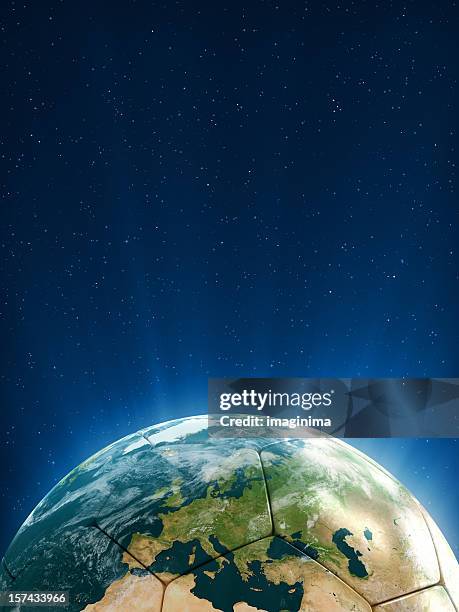 football shaped globe (europe) - sports imagery 2012 stock pictures, royalty-free photos & images