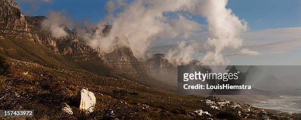 twelve apostles-bergkette panoramablick - fynbos stock-fotos und bilder