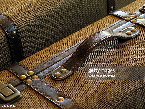 suitcases baggage travel vintage close up - leather strap stock pictures, royalty-free photos & images