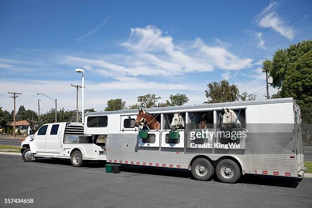 horse trailer - paardenwagen stockfoto's en -beelden