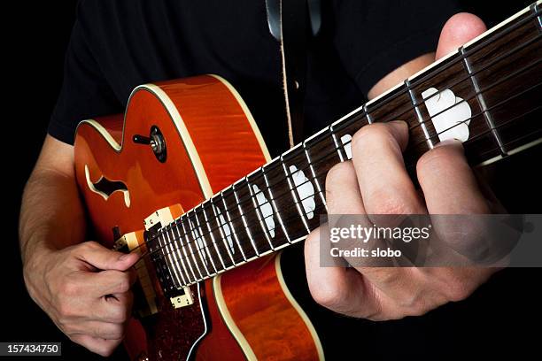 playing electric guitar - rockabilly stockfoto's en -beelden