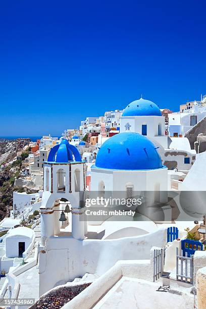 santorini famous churches - santorini stockfoto's en -beelden