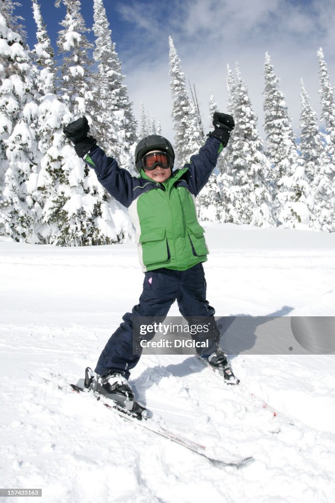 Boy Skiing