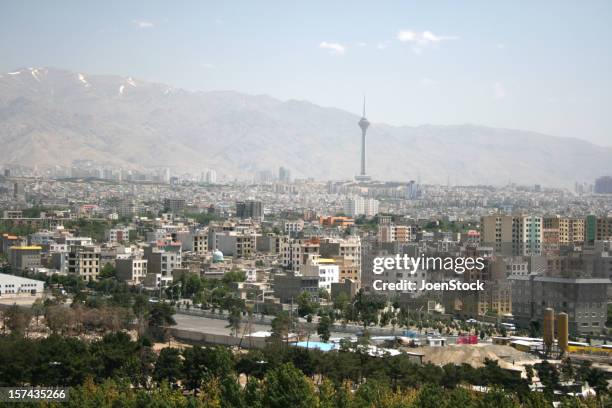 view on city of tehran iran - tehran stock pictures, royalty-free photos & images