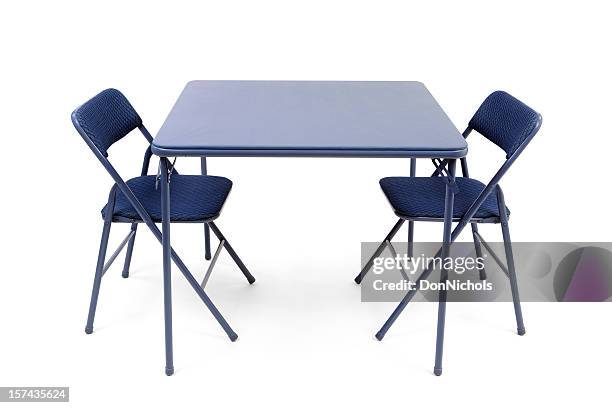 folding card table and chairs - foldable stockfoto's en -beelden