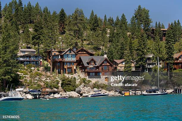 lakefront homes, california - lake tahoe stock pictures, royalty-free photos & images