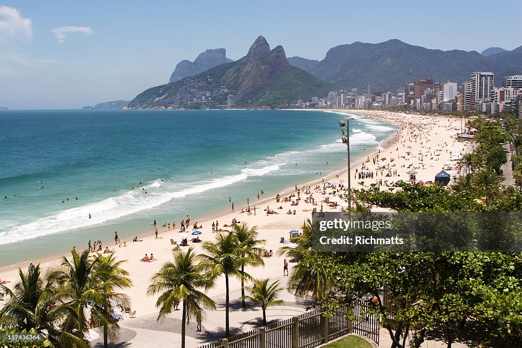 Beach waves on ipanema beach in Rio de Janeiro 