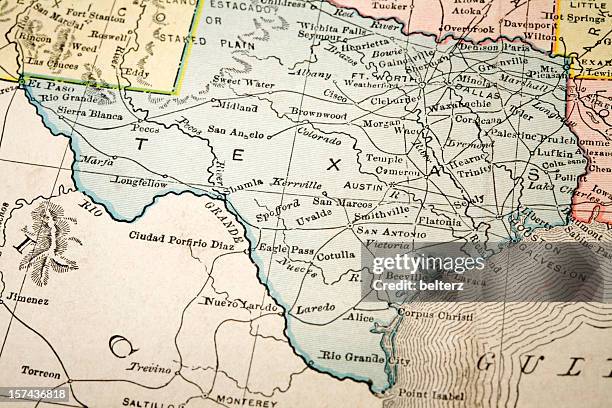 mappa del texas - costa del golfo degli stati uniti d'america foto e immagini stock