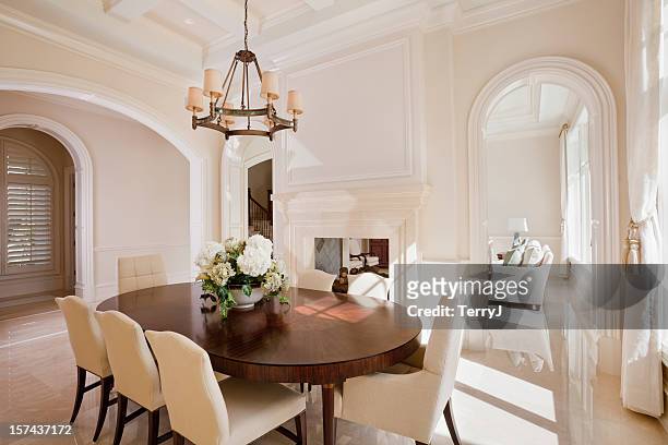 fine dining - luxury mansion interior stock pictures, royalty-free photos & images