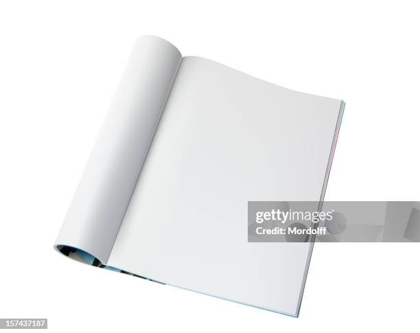 blank page of magazine - blank magazine ad stockfoto's en -beelden