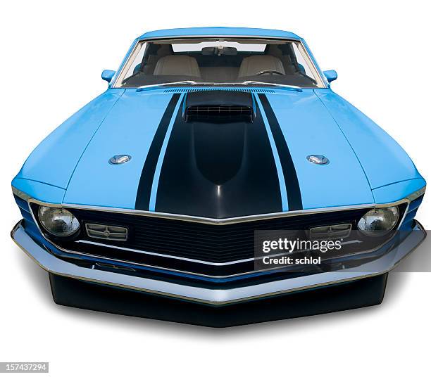 fastback 1970 mustang muscle car - xxxlarge - sports car on white stock pictures, royalty-free photos & images