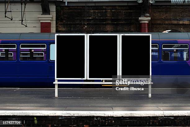 blank billboard in train station - railroad station stock pictures, royalty-free photos & images