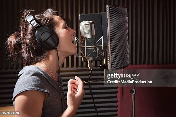 girl  singing - radio studio stock pictures, royalty-free photos & images