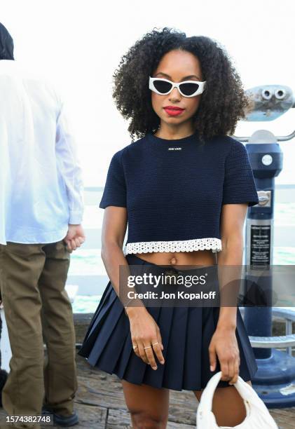 Logan Browning attends Miu Miu Summer Club Malibu at the Malibu Pier on July 26, 2023 in Malibu, California.