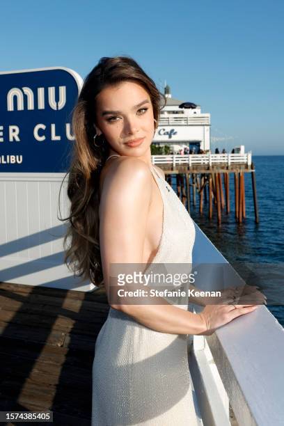 Hailee Steinfeld attends Miu Miu Summer Club Malibu at the Malibu Pier on July 26, 2023 in Malibu, California.