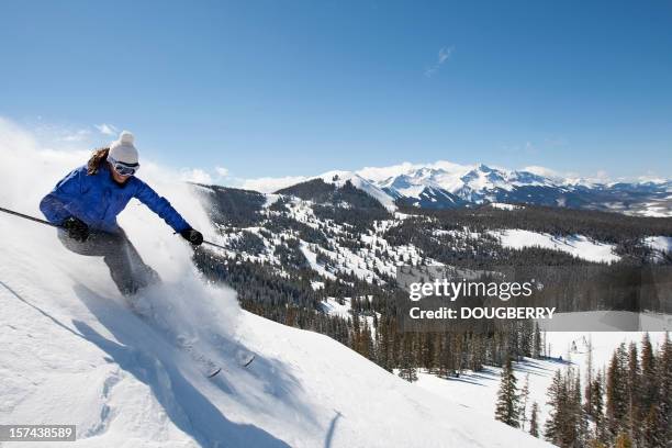 skiing action - colorado skiing stock pictures, royalty-free photos & images