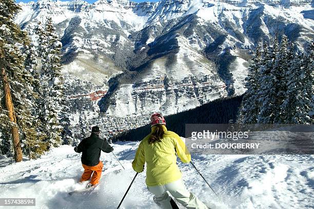 skiing action - colorado ski resort stock pictures, royalty-free photos & images