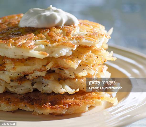potato pancakes - hash brown stock pictures, royalty-free photos & images