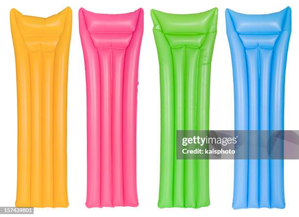 colorful air mattresses in a row - inflatable 個照片及圖片檔