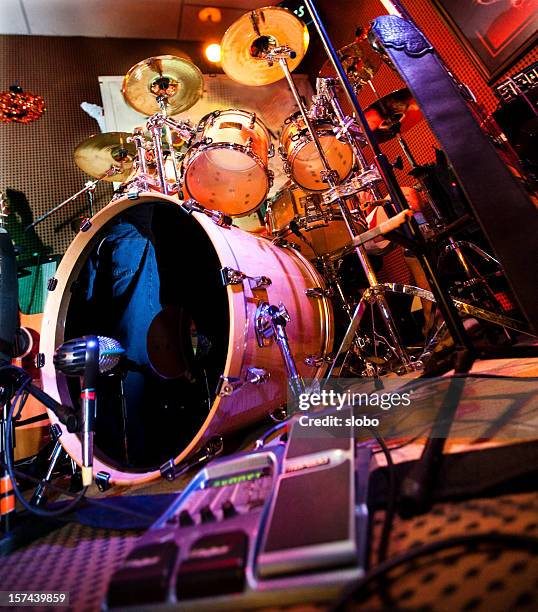 drums on stage - rockabilly stock pictures, royalty-free photos & images