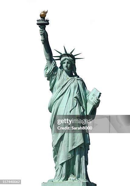 statue of liberty on white - statue of liberty bildbanksfoton och bilder