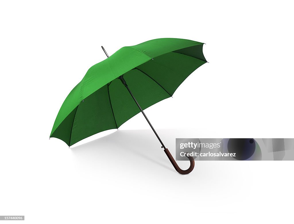 Grünen Regenschirm mit Clipping Path