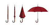 Four pictures of umbrellas in different positions