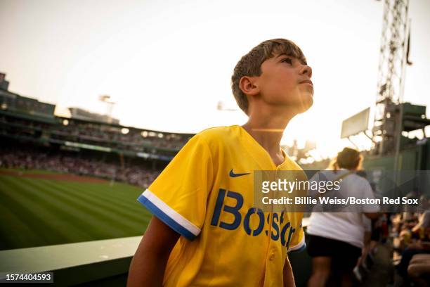 A fan looks on before a game between the Boston Red Sox and the News  Photo - Getty Images