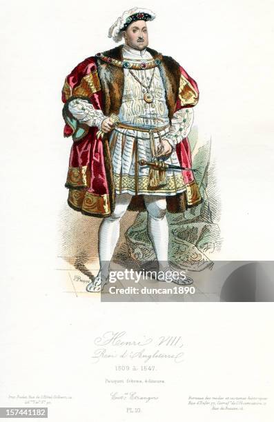 king henry viii - historical clothing stock illustrations